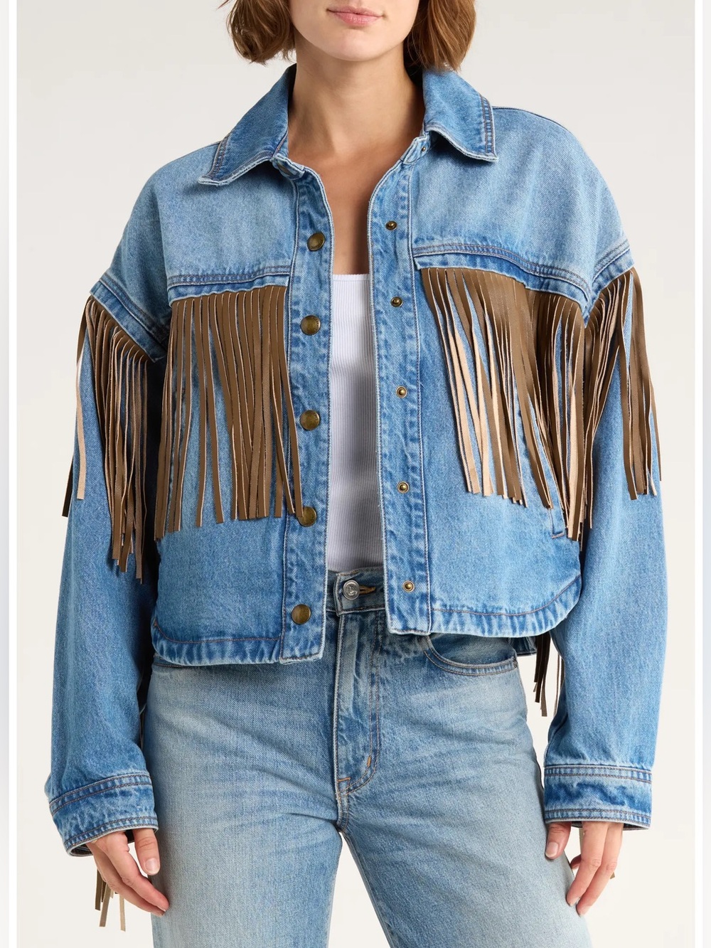 BLANKNYC Western Fringe Denim Jacket Size M